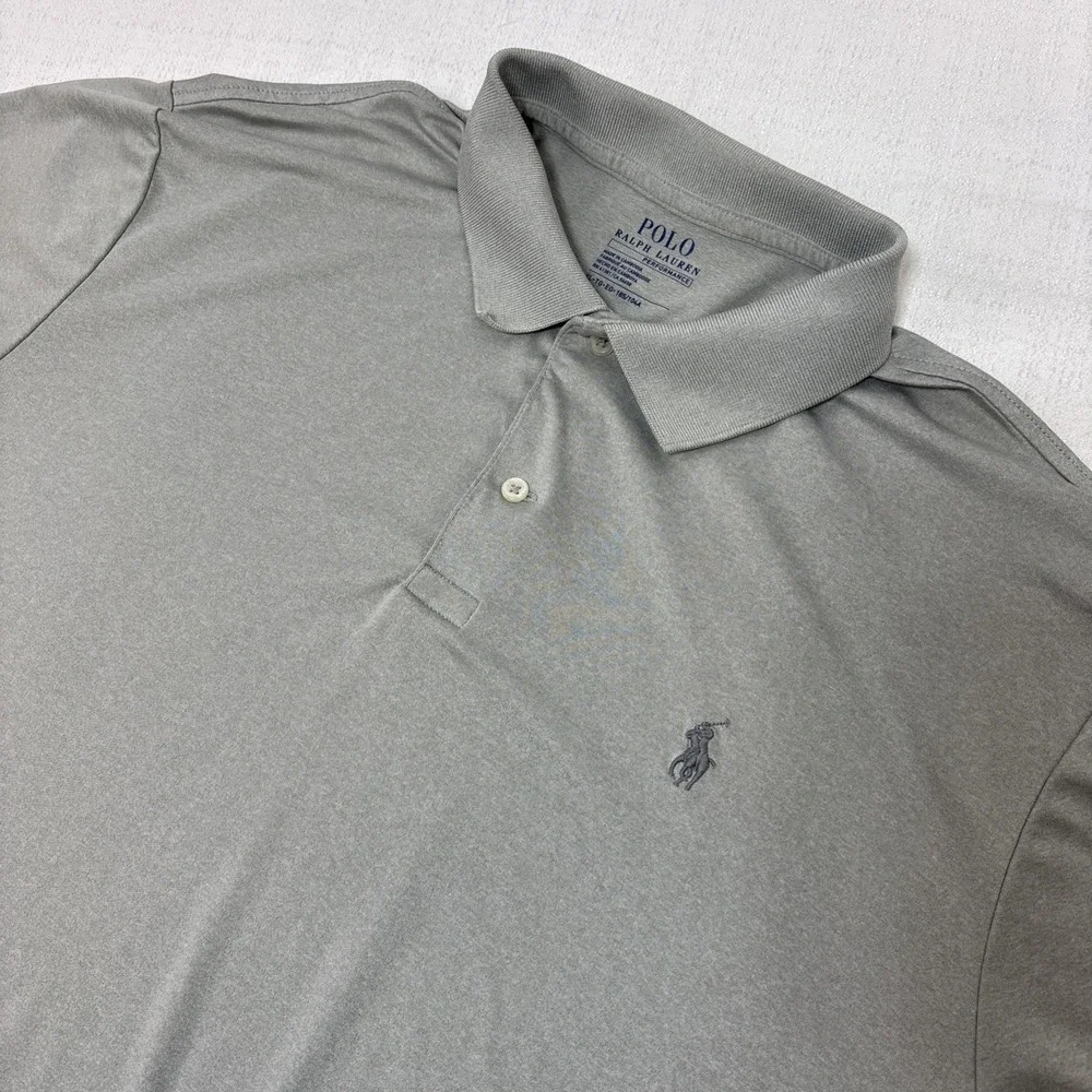 Polo Ralph Lauren Performance Polo Shirt Mens Size XL Gray Golf Gray Pony‎